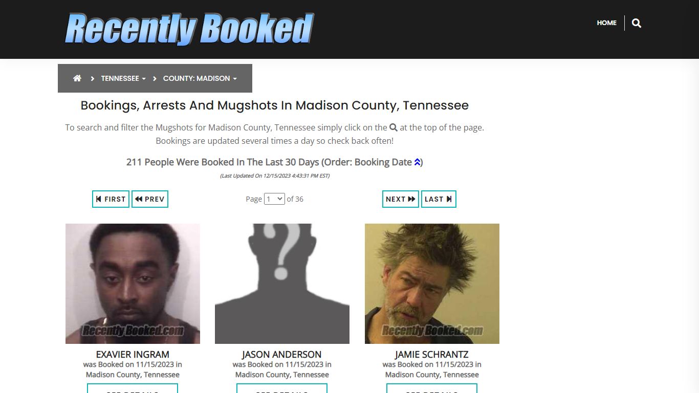 Bookings, Arrests and Mugshots in Madison County, Tennessee