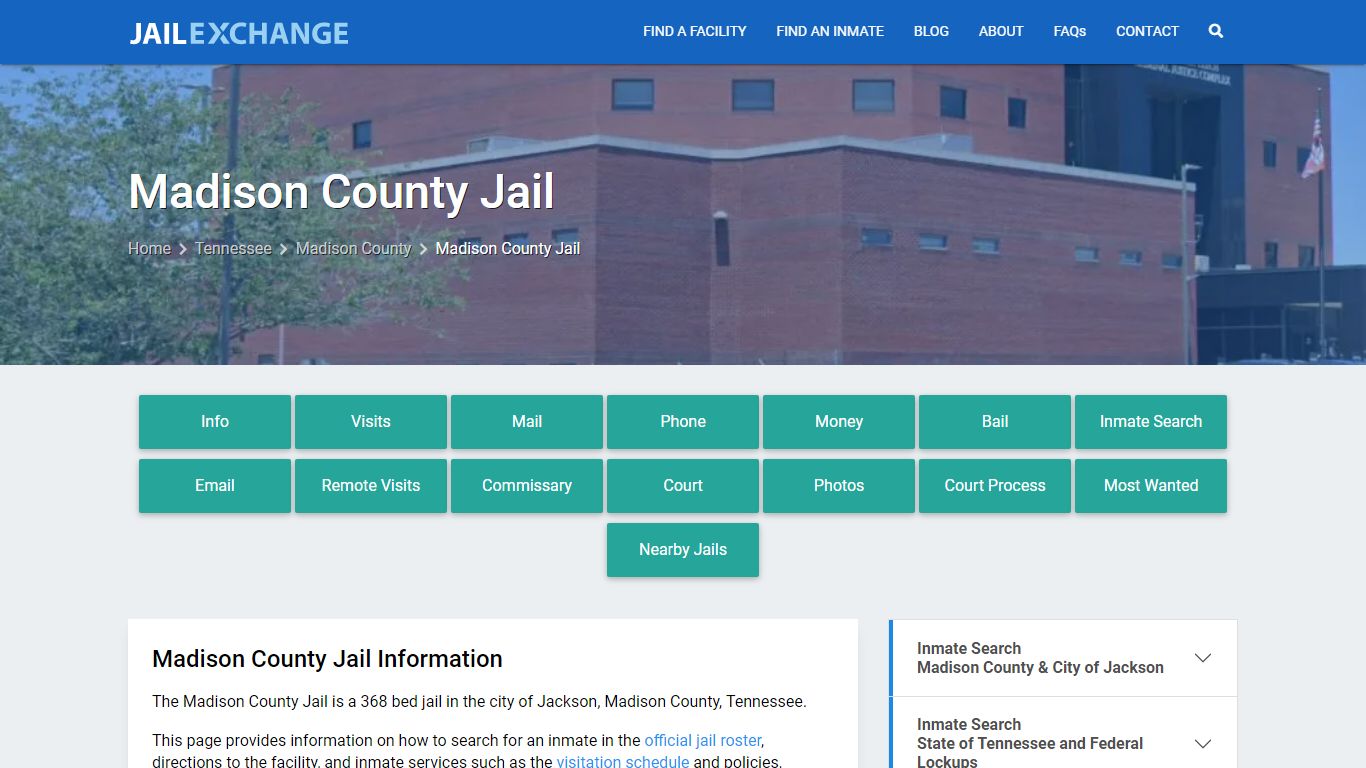 Madison County Jail, TN Inmate Search, Information